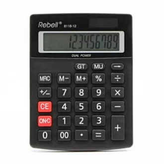 Rebell Kalkulator RE-8118-12 BX, crni, stolni, dvanaest znamenki Rebell Kalkulator RE-8118-12 BX, crni, stolni, dvanaest znamenki