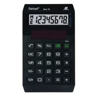 Rebell Kalkulator ECO 10, crni, džepni, osam znamenki