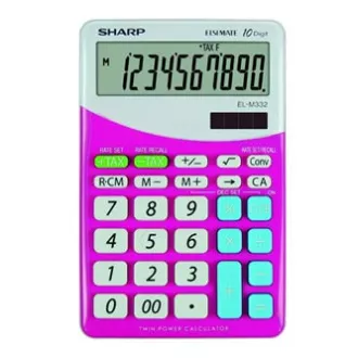Sharp kalkulator EL-M332BPK, ružičasto-bijeli, stolni, deseteroznamenkasti