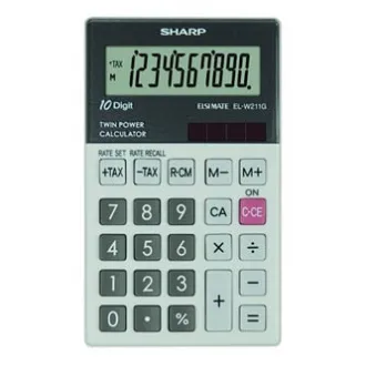 Sharp kalkulator EL-W211GGY, sivi, džepni, deset znamenki