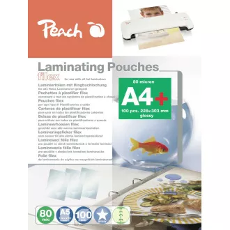 PEACH folija za laminiranje A4 (228x303mm), 80mic, sjajna, euro vješalica, 100 kom
