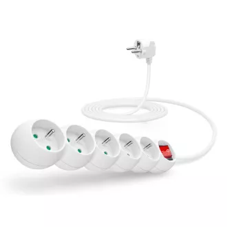 CONNECT IT produžni kabel 230 V, 5 utičnica, 3 m, sa prekidačem (bijeli) CONNECT IT produžni kabel 230 V, 5 utičnica, 3 m, sa prekidačem (bijeli)
