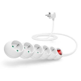 CONNECT IT produžni kabel 230 V, 5 utičnica, 2 m, sa prekidačem (bijeli) CONNECT IT produžni kabel 230 V, 5 utičnica, 2 m, sa prekidačem (bijeli)