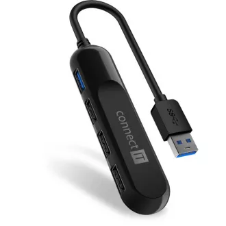 CONNECT IT USB-A USB 3.0 hub, vanjski, CRNI