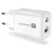 CONNECT IT Wanderer2 GaN adapter za punjenje 1xUSB-C + 1xUSB-A, 33W PD, BIJELI
