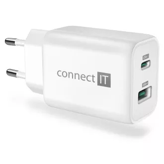 CONNECT IT Wanderer2 GaN adapter za punjenje 1xUSB-C + 1xUSB-A, 33W PD, BIJELI