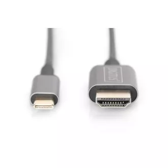 Adapter Digitus USB-C na HDMI kabel, 1,8 m 4K/30 Hz, crni, metalni poklopac