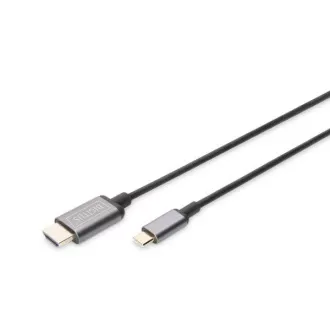 Adapter Digitus USB-C na HDMI kabel, 1,8 m 4K/30 Hz, crni, metalni poklopac