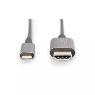 Adapter Digitus USB-C na HDMI kabel, 1,8 m 4K/30 Hz, crni, metalni poklopac