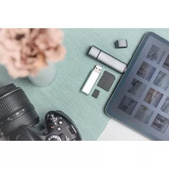 Digitus dvostruki OTG čitač kartica (USB-C + USB 3.0) 1x SD, 1x MicroSD, 1x USB 3.0, sivi