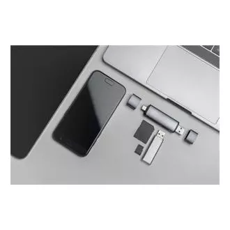 Digitus dvostruki OTG čitač kartica (USB-C + USB 3.0) 1x SD, 1x MicroSD, 1x USB 3.0, sivi