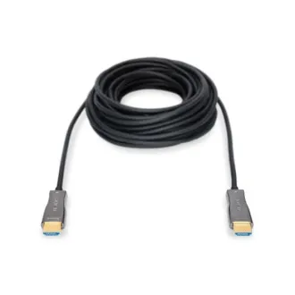 Digitus HDMI AOC priključni kabel s hibridnim vlaknom, tip AM/M, 15 m, UHD 4K@60 Hz, CE, zlatni, bijeli