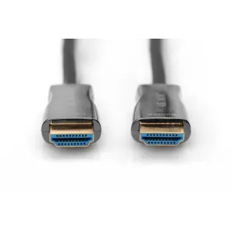 Digitus HDMI AOC priključni kabel s hibridnim vlaknom, tip AM/M, 10 m, UHD 4K@60 Hz, CE, zlatni, bijeli