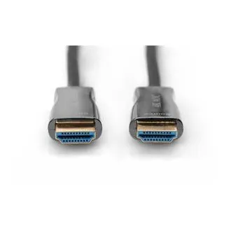 Digitus HDMI AOC priključni kabel s hibridnim vlaknom, tip AM/M, 10 m, UHD 4K@60 Hz, CE, zlatni, bijeli