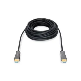 Digitus HDMI AOC priključni kabel s hibridnim vlaknom, tip AM/M, 10 m, UHD 4K@60 Hz, CE, zlatni, bijeli