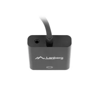 LANBERG adapter HDMI (M) na VGA (Ž) + Minijack 3,5 mm (Ž) kabel 20 cm