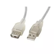 LANBERG USB-A M/F 2.0 kabel 1.8m, proziran