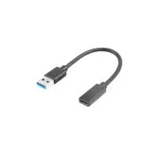 LANBERG kabel USB-C (F) 3.1 na USB-A (M) 15cm, crni