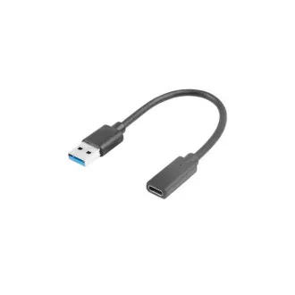 LANBERG kabel USB-C (F) 3.1 na USB-A (M) 15cm, crni
