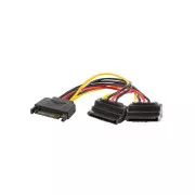 LANBERG SATA (M) na 2x SATA (F) kabel 15cm, kutni
