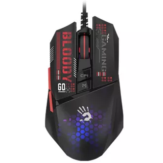 A4tech BLOODY W60 Max Mini, miš za igrice s RGB pozadinskim osvjetljenjem, 12000 DPI, crni, USB