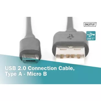Digitus USB 2.0 kabel USB A muški na USB mikro B muški, 2x oklopljen, bakar, 1m