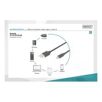 Digitus USB 2.0 kabel USB A muški na USB mikro B muški, 2x oklopljen, bakar, 1m