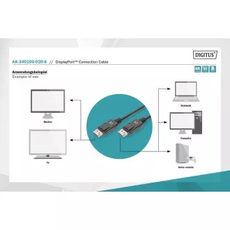 Digitus Priključni kabel DisplayPort 1.2, DP M/M, 2.0 m, sa zasunom, Ultra HD 4K, crni