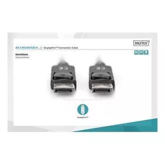 Digitus Priključni kabel DisplayPort 1.2, DP M/M, 2.0 m, sa zasunom, Ultra HD 4K, crni