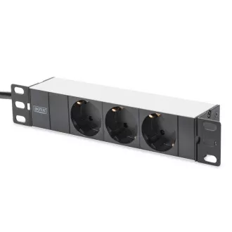 Digitus 1U aluminijski PDU, 254mm (10") za montažu na stalak 3x sigurnosna utičnica, 16A, 4000W, 250VAC 50/60Hz Digitus 1U aluminijski PDU, 254mm (10") za montažu na stalak 3x sigurnosna utičnica, 16A, 4000W, 250VAC 50/60Hz