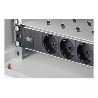 Digitus 1U aluminijski PDU, 254mm (10") za montažu na stalak 3x sigurnosna utičnica, 16A, 4000W, 250VAC 50/60Hz Digitus 1U aluminijski PDU, 254mm (10") za montažu na stalak 3x sigurnosna utičnica, 16A, 4000W, 250VAC 50/60Hz