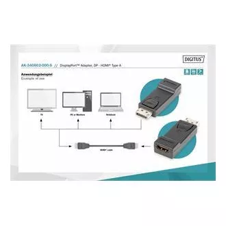 Digitus DisplayPort adapter, Displayport muški -> HDMI A ženski