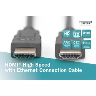 Digitus High Speed HDMI priključni kabel, tip AM/M, 3.0 m, Ultra HD 60p, zlatna, bijela Digitus High Speed HDMI priključni kabel, tip AM/M, 3.0 m, Ultra HD 60p, zlatna, bijela
