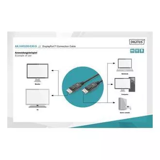 Digitus Priključni kabel DisplayPort 1.2, DP M/M, 3.0 m, sa zasunom, Ultra HD 4K, crni