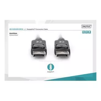 Digitus Priključni kabel DisplayPort 1.2, DP M/M, 3.0 m, sa zasunom, Ultra HD 4K, crni