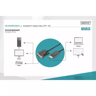 Digitus DisplayPort priključni kabel, DP/M-DVI (24+1)/M 2.0m
