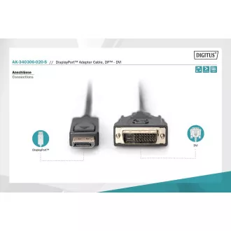 Digitus DisplayPort priključni kabel, DP/M-DVI (24+1)/M 2.0m
