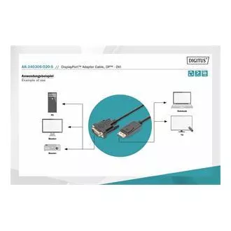 Digitus DisplayPort priključni kabel, DP/M-DVI (24+1)/M 2.0m