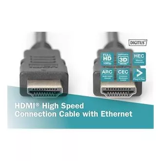 Digitus HDMI High Speed + Ethernet priključni kabel, 2x oklopljen, 3m