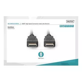 Digitus HDMI High Speed + Ethernet priključni kabel, 2x oklopljen, 3m