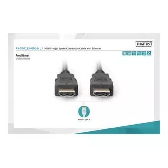 Digitus HDMI High Speed + Ethernet priključni kabel, 2x oklopljen, 5 m Digitus HDMI High Speed + Ethernet priključni kabel, 2x oklopljen, 5 m
