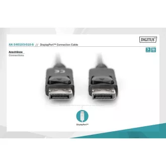 Digitus DisplayPort 1.1a. priključni kabel 1 m, CU, AWG28, 2x oklopljen