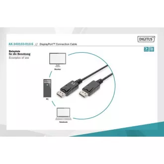 Digitus DisplayPort 1.1a. priključni kabel 1 m, CU, AWG28, 2x oklopljen