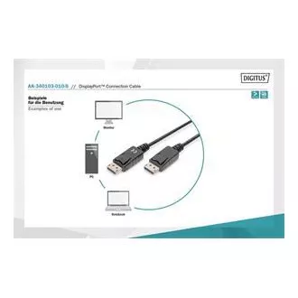 Digitus DisplayPort 1.1a. priključni kabel 1 m, CU, AWG28, 2x oklopljen