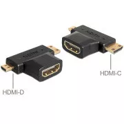 Delock adapter HDMI-A ženski > HDMI-C + HDMI-D muški
