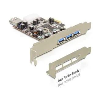 DeLock PCI Express x1 > USB 3.0, 3x vanjski, 1x unutarnji, VIA, + niski profil DeLock PCI Express x1 > USB 3.0, 3x vanjski, 1x unutarnji, VIA, + niski profil