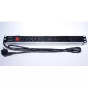 PremiumCord razvodna ploča za 19" rack 1U, 9xIEC (C13), kabel od 2 m, prekidač za uključivanje/isključivanje