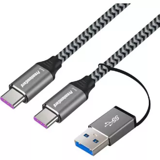 PremiumCord USB-C kabel (USB 3.2 GEN 2, 5A, 100W, 20Gbit/s) pamučna pletenica, 2m PremiumCord USB-C kabel (USB 3.2 GEN 2, 5A, 100W, 20Gbit/s) pamučna pletenica, 2m