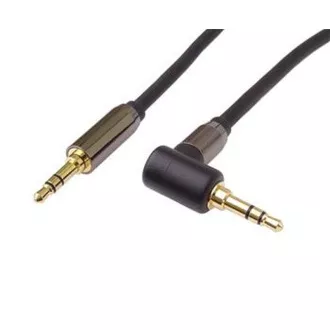 PremiumCord HQ oklopljeni stereo kabel Jack 3,5 mm - Jack 3,5 mm savijen 90° 1,5 m