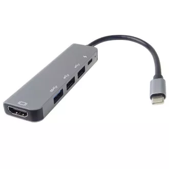 PremiumCord USB-C na HDMI + USB3.0 + 2x USB2.0 + PD (isporuka napajanja) adapter